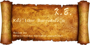Káldor Barnabás névjegykártya